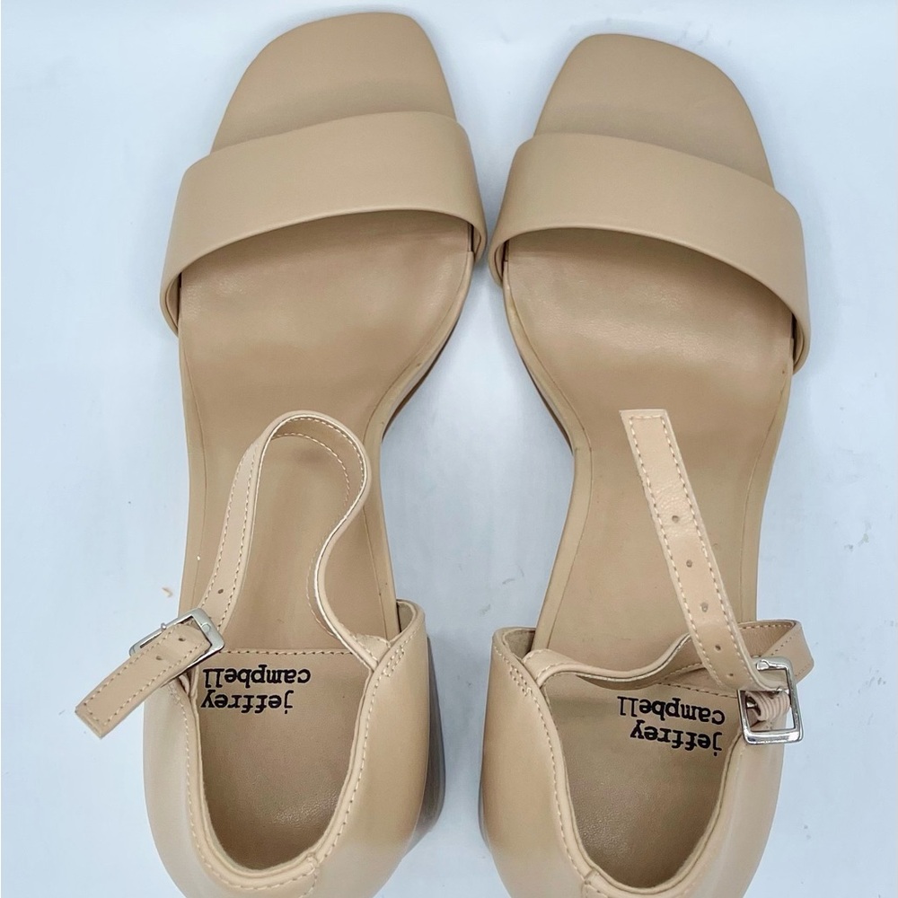 Jeffrey Campbell Nude Pop Star Block Wood Heel Sandal Size 10 - Picture 10 of 16